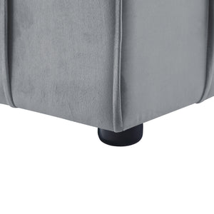 Homeroots 22" Light Gray Velvet And Black Cube Ottoman Light Grey  487722