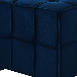 Homeroots 22" Navy Blue Velvet And Black Cube Ottoman Navy  487723