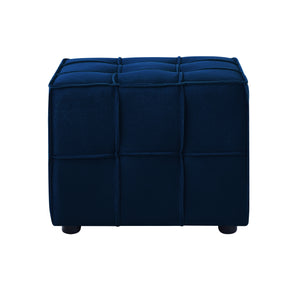 Homeroots 22" Navy Blue Velvet And Black Cube Ottoman Navy  487723