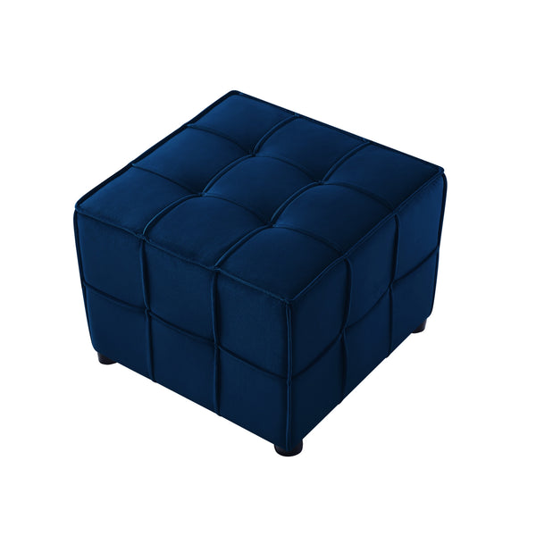 Homeroots 22" Navy Blue Velvet And Black Cube Ottoman Navy  487723