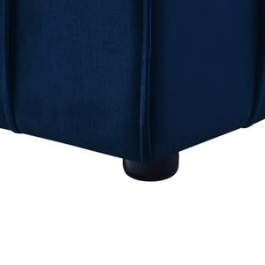Homeroots 22" Navy Blue Velvet And Black Cube Ottoman Navy  487723
