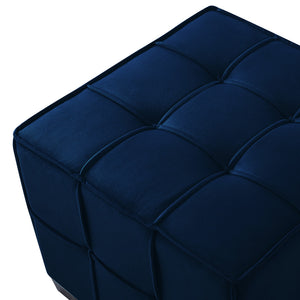 Homeroots 22" Navy Blue Velvet And Black Cube Ottoman Navy  487723