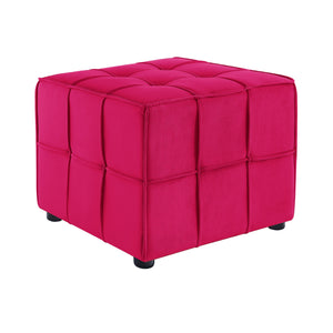 Homeroots 22" Pink Velvet And Black Cube Ottoman Pink  487724