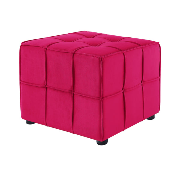 Homeroots 22" Pink Velvet And Black Cube Ottoman Pink  487724