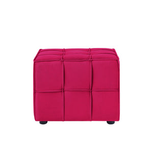 Homeroots 22" Pink Velvet And Black Cube Ottoman Pink  487724