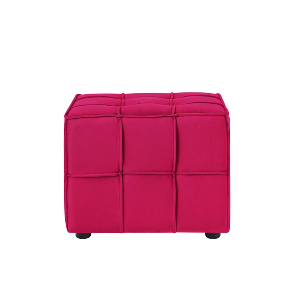 Homeroots 22" Pink Velvet And Black Cube Ottoman Pink  487724