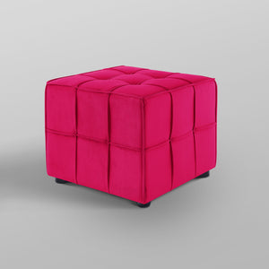 Homeroots 22" Pink Velvet And Black Cube Ottoman Pink  487724