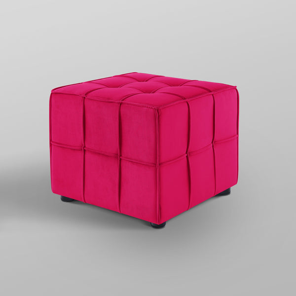 Homeroots 22" Pink Velvet And Black Cube Ottoman Pink  487724