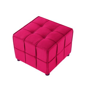 Homeroots 22" Pink Velvet And Black Cube Ottoman Pink  487724