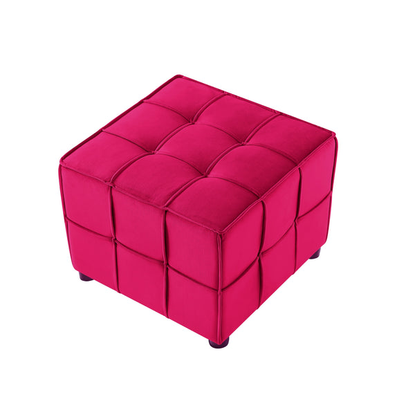 Homeroots 22" Pink Velvet And Black Cube Ottoman Pink  487724