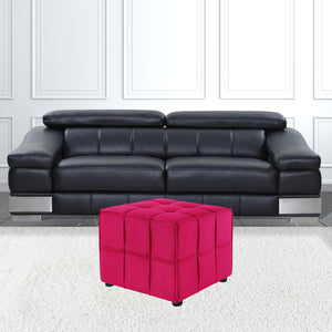 Homeroots 22" Pink Velvet And Black Cube Ottoman Pink  487724