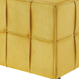 Homeroots 22" Yellow Velvet And Black Cube Ottoman Yellow  487725