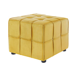 Homeroots 22" Yellow Velvet And Black Cube Ottoman Yellow  487725