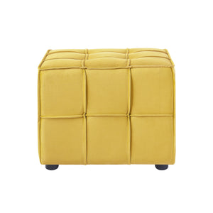 Homeroots 22" Yellow Velvet And Black Cube Ottoman Yellow  487725