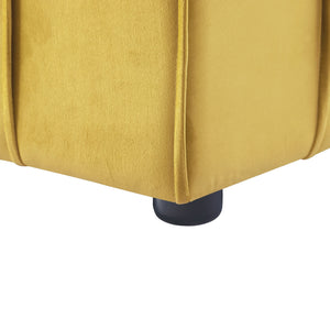 Homeroots 22" Yellow Velvet And Black Cube Ottoman Yellow  487725