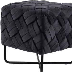 Homeroots 17" Black Velvet Cube Ottoman Black  487726
