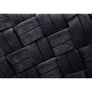 Homeroots 17" Black Velvet Cube Ottoman Black  487726