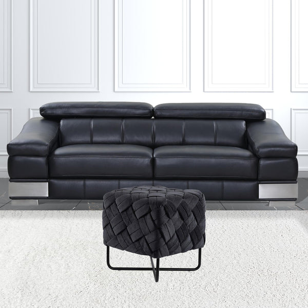 Homeroots 17" Black Velvet Cube Ottoman Black  487726