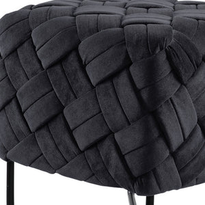 Homeroots 17" Black Velvet Cube Ottoman Black  487726
