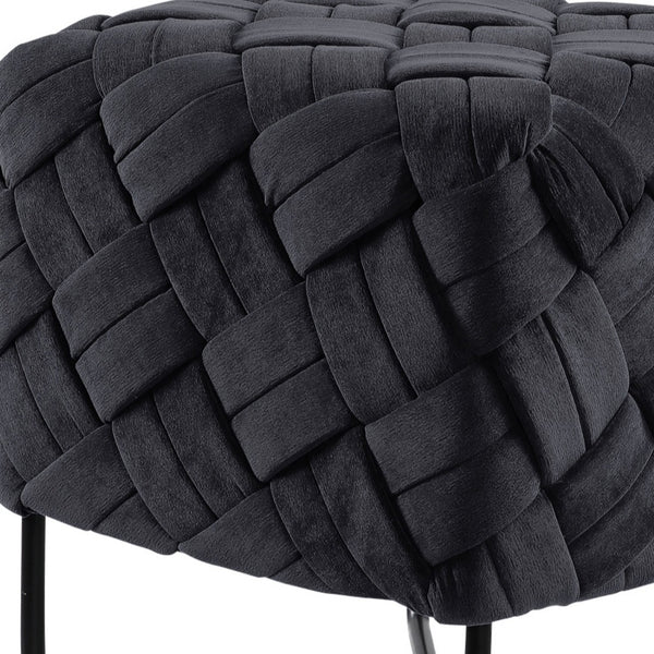 Homeroots 17" Black Velvet Cube Ottoman Black  487726