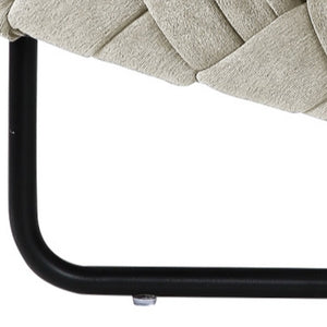 Homeroots 17" Cream Velvet And Black Cube Ottoman Cream White  487727