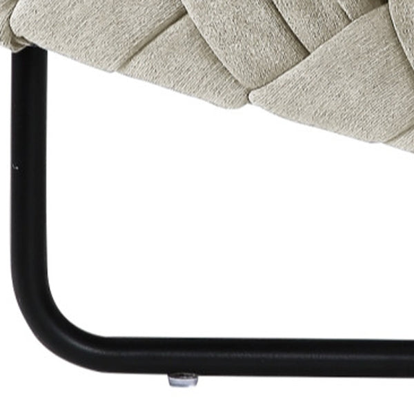 Homeroots 17" Cream Velvet And Black Cube Ottoman Cream White  487727