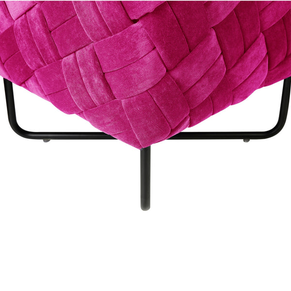 Homeroots 17" Fuchsia Velvet And Black Cube Ottoman Fuchsia  487728