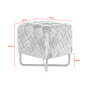 Homeroots 17" Fuchsia Velvet And Black Cube Ottoman Fuchsia  487728