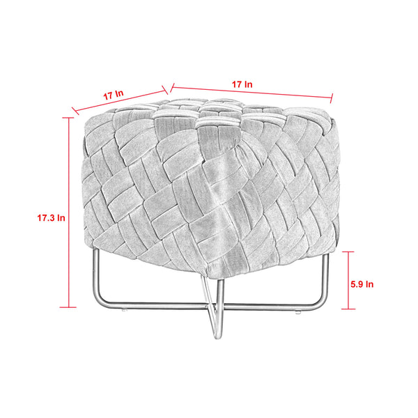 Homeroots 17" Fuchsia Velvet And Black Cube Ottoman Fuchsia  487728