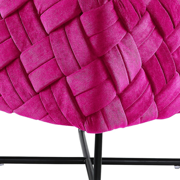 Homeroots 17" Fuchsia Velvet And Black Cube Ottoman Fuchsia  487728