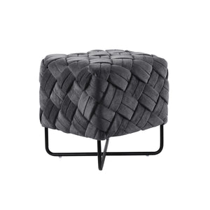 Homeroots 17" Gray Velvet And Black Cube Ottoman Grey  487729