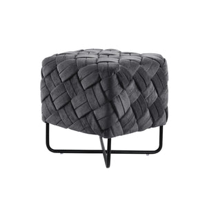 Homeroots 17" Gray Velvet And Black Cube Ottoman Grey  487729