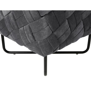 Homeroots 17" Gray Velvet And Black Cube Ottoman Grey  487729