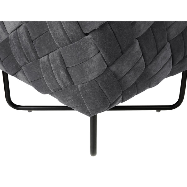 Homeroots 17" Gray Velvet And Black Cube Ottoman Grey  487729