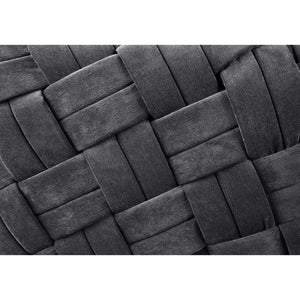 Homeroots 17" Gray Velvet And Black Cube Ottoman Grey  487729