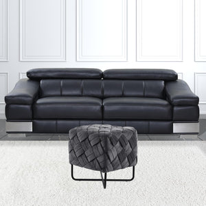 Homeroots 17" Gray Velvet And Black Cube Ottoman Grey  487729