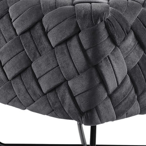 Homeroots 17" Gray Velvet And Black Cube Ottoman Grey  487729