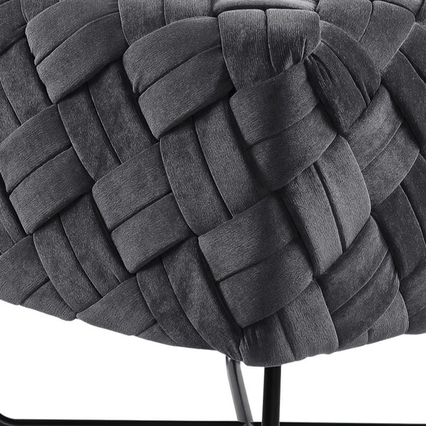 Homeroots 17" Gray Velvet And Black Cube Ottoman Grey  487729