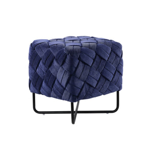 Homeroots 17" Navy Blue Velvet And Black Cube Ottoman Navy  487730