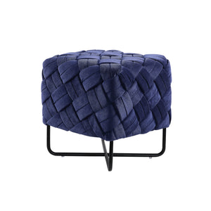 Homeroots 17" Navy Blue Velvet And Black Cube Ottoman Navy  487730