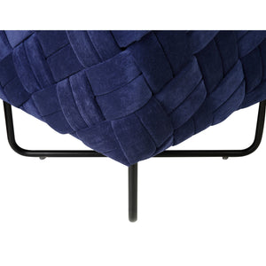 Homeroots 17" Navy Blue Velvet And Black Cube Ottoman Navy  487730