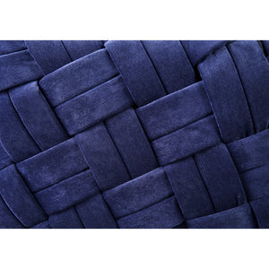 Homeroots 17" Navy Blue Velvet And Black Cube Ottoman Navy  487730