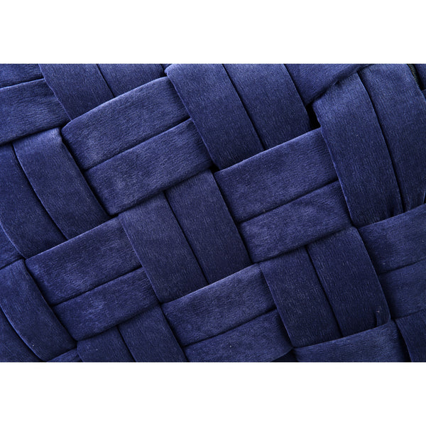 Homeroots 17" Navy Blue Velvet And Black Cube Ottoman Navy  487730