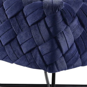 Homeroots 17" Navy Blue Velvet And Black Cube Ottoman Navy  487730