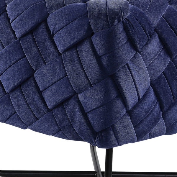 Homeroots 17" Navy Blue Velvet And Black Cube Ottoman Navy  487730