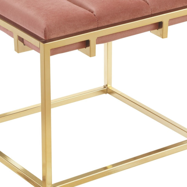 Homeroots 17" Blush Velvet And Gold Ottoman Blush,Gold  487731
