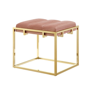 Homeroots 17" Blush Velvet And Gold Ottoman Blush,Gold  487731