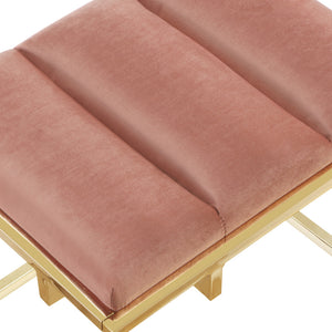Homeroots 17" Blush Velvet And Gold Ottoman Blush,Gold  487731