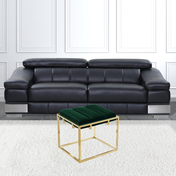 Homeroots 17" Green Velvet And Gold Ottoman Green,Gold  487732