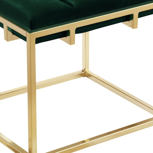 Homeroots 17" Green Velvet And Gold Ottoman Green,Gold  487732